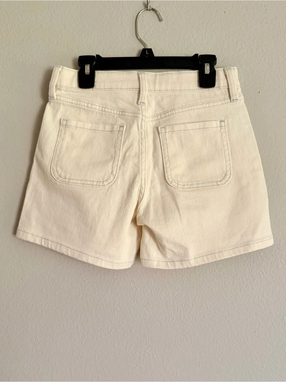 High-Rise Cream Kids Denim Shorts with Button Front